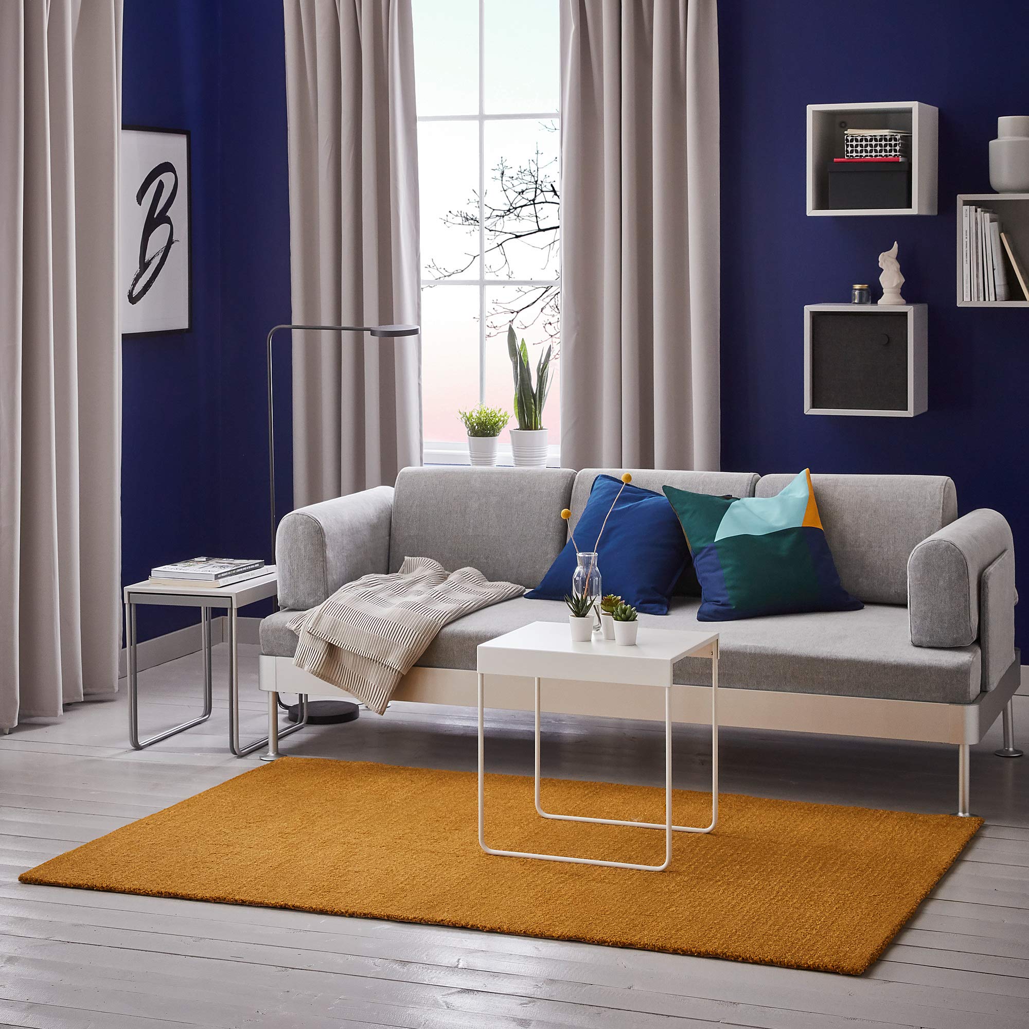 IKEA LANGSTED rug, low pile, 133x195 cm, yellow : Amazon.co.uk